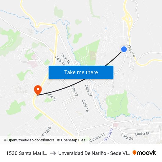 1530 Santa Matilde to Unversidad De Nariño - Sede Vipri map
