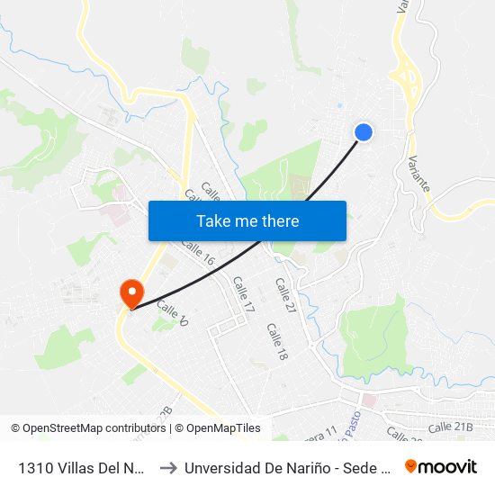 1310 Villas Del Norte to Unversidad De Nariño - Sede Vipri map