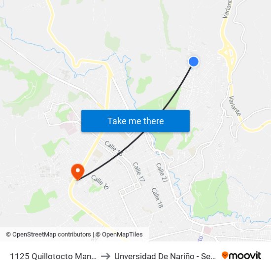 1125 Quillotocto Manzana E to Unversidad De Nariño - Sede Vipri map