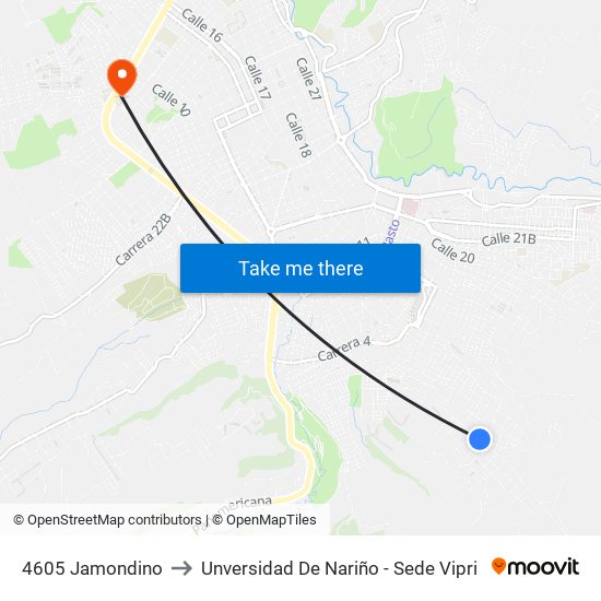 4605 Jamondino to Unversidad De Nariño - Sede Vipri map