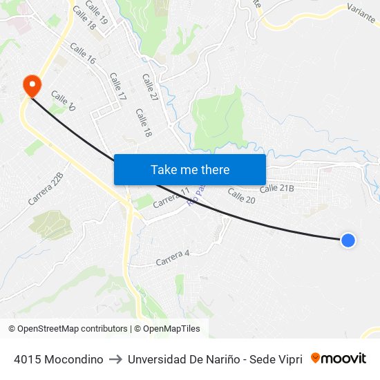 4015 Mocondino to Unversidad De Nariño - Sede Vipri map