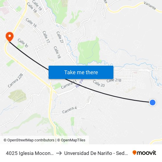 4025 Iglesia Mocondino to Unversidad De Nariño - Sede Vipri map