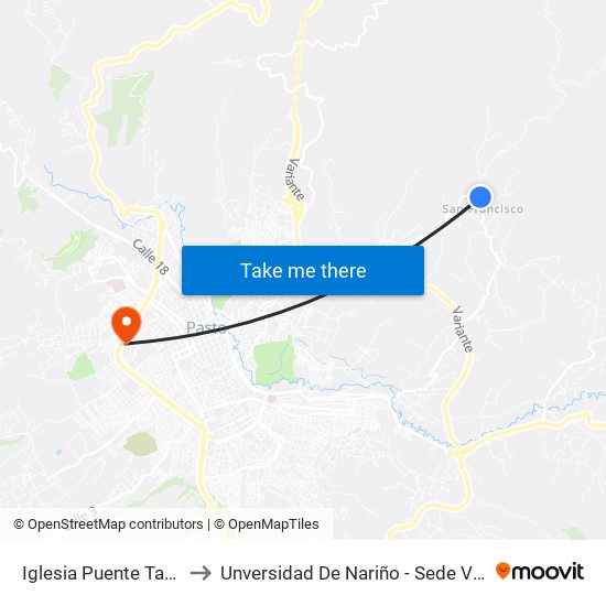 Iglesia Puente Tabla to Unversidad De Nariño - Sede Vipri map