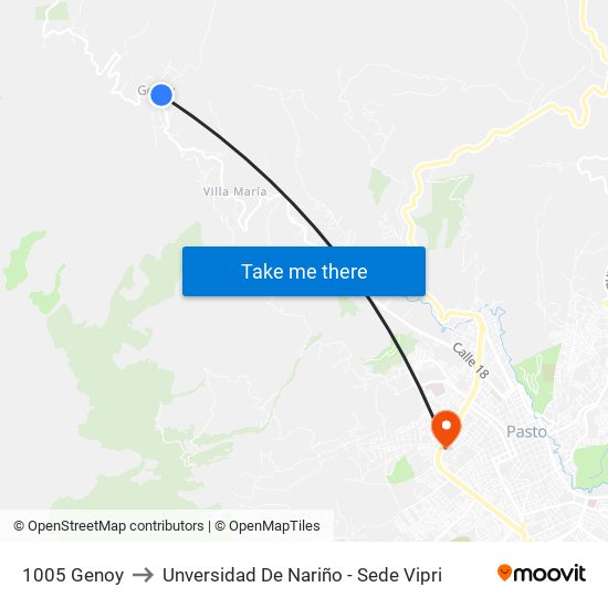 1005 Genoy to Unversidad De Nariño - Sede Vipri map