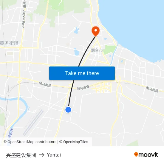 兴盛建设集团 to Yantai map