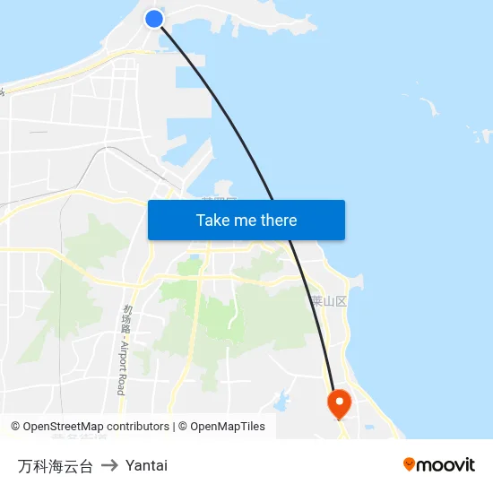 Vanke Ocean Towers to Yantai map