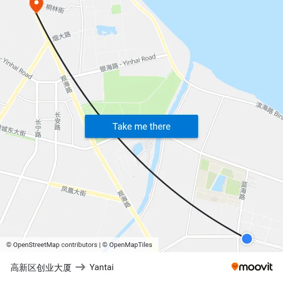高新区创业大厦 to Yantai map