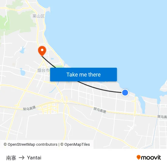 Nanzhai Village to Yantai map