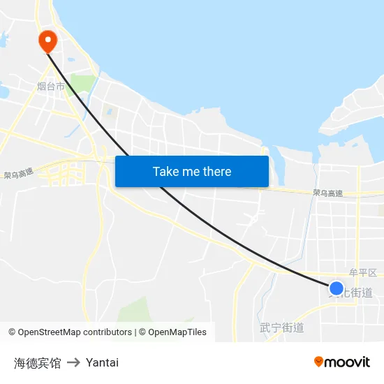 Haide Hotel to Yantai map