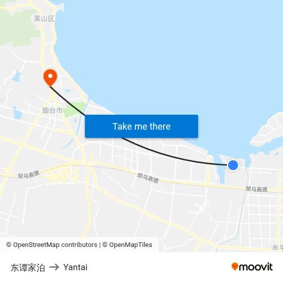 Dong Tanjiabo to Yantai map