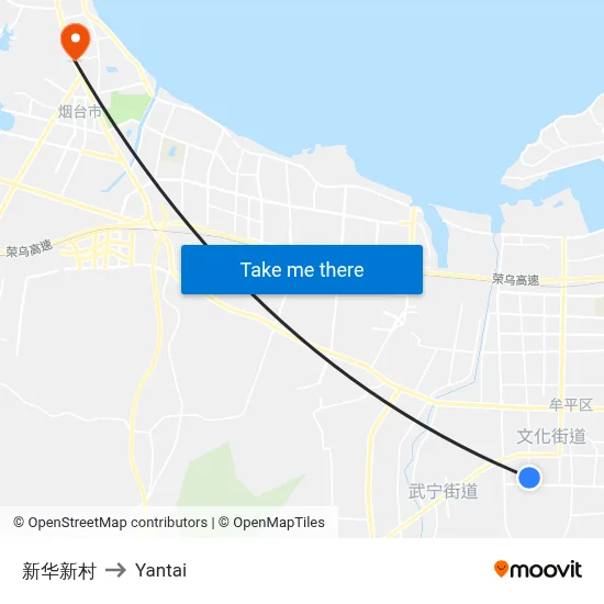 Xinhua New Village to Yantai map