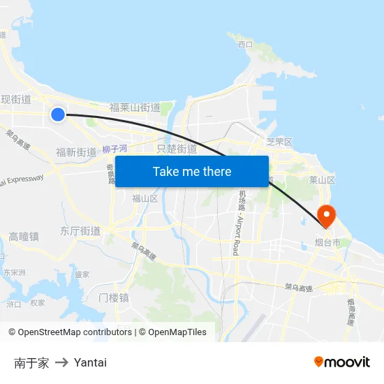 Nanyu Village to Yantai map