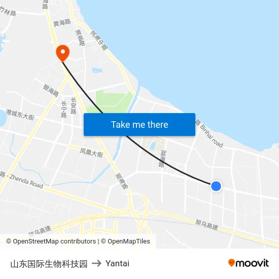 山东国际生物科技园 to Yantai map