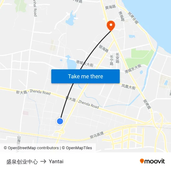 Shengquan Business Center to Yantai map