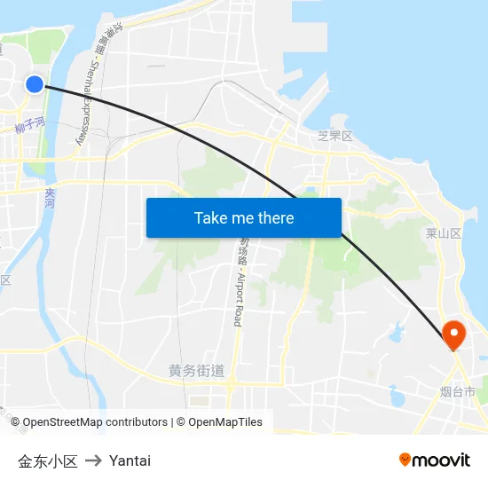 Jindong Residential Area to Yantai map