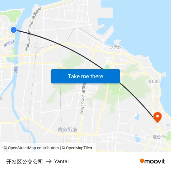 Development Zone Bus Company to Yantai map