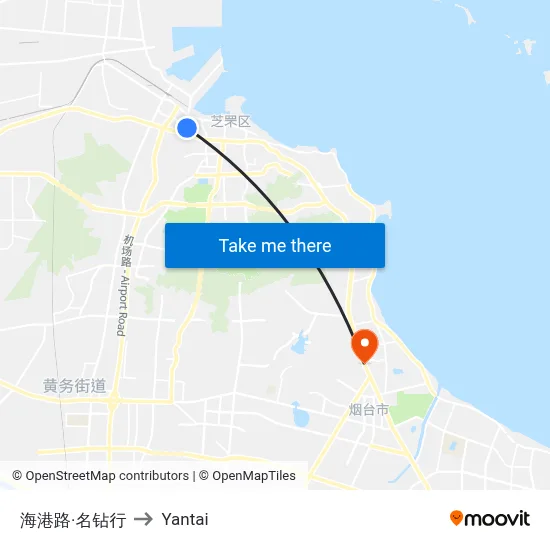 Harbor Road Diamond Plaza to Yantai map