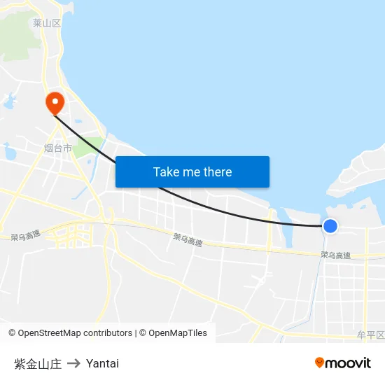 紫金山庄 to Yantai map