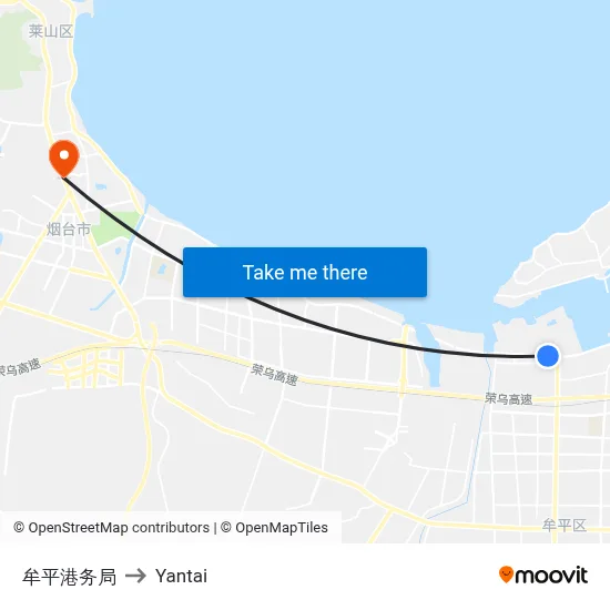 Muping Port Authority to Yantai map
