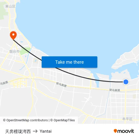 Tianfang Tanlong Bay West to Yantai map