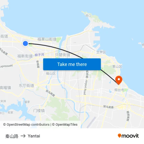 Qinshan Road to Yantai map