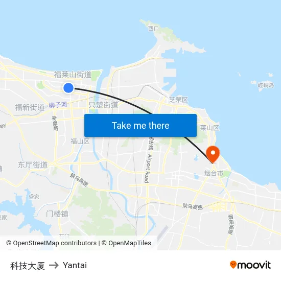 Technology Building to Yantai map