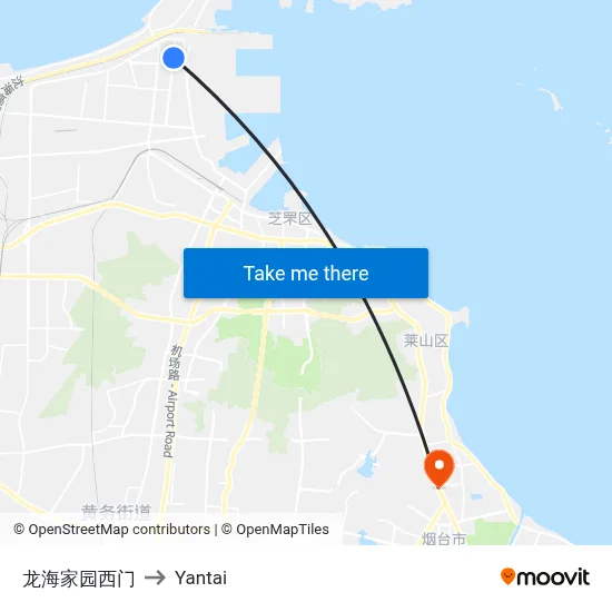Longhai Garden West Gate to Yantai map