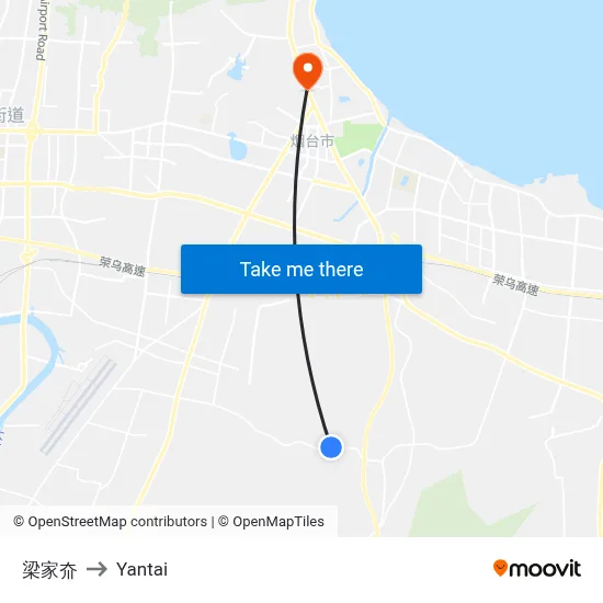 Liang Family Valley to Yantai map