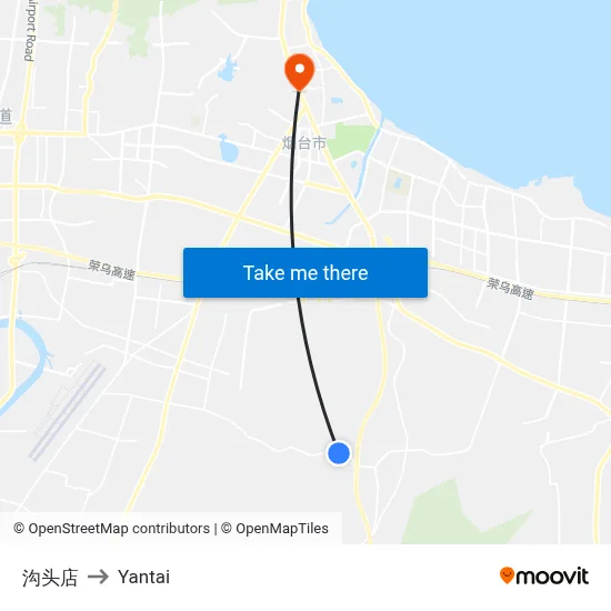 Goutoudian to Yantai map