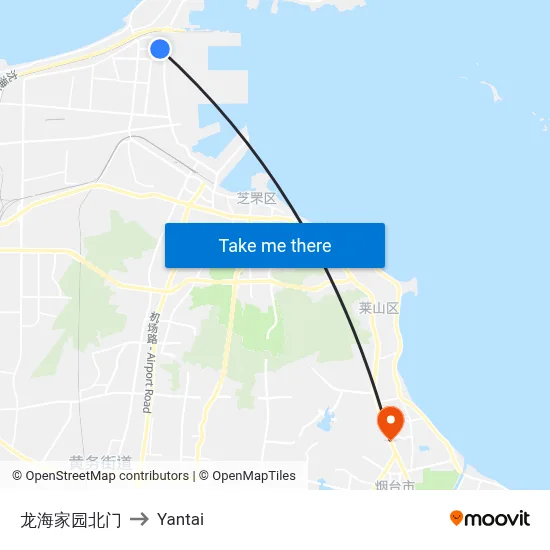 Longhai Garden North Gate to Yantai map