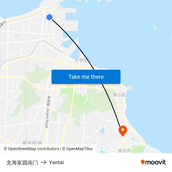 Longhai Garden South Gate to Yantai map