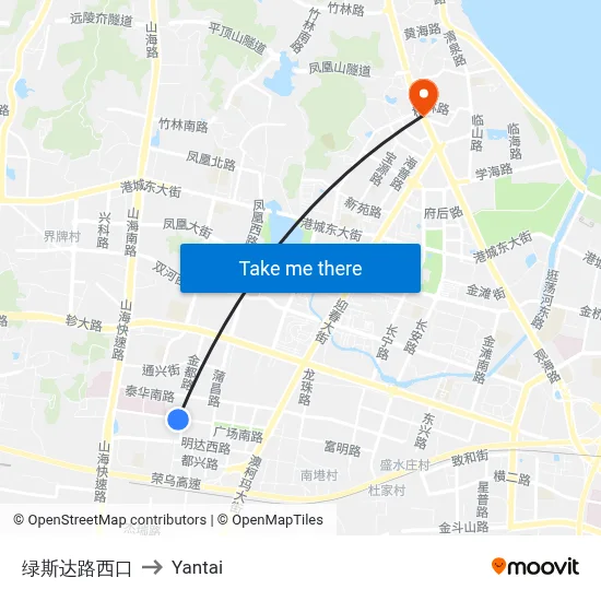 Lvsida Road West Entrance to Yantai map