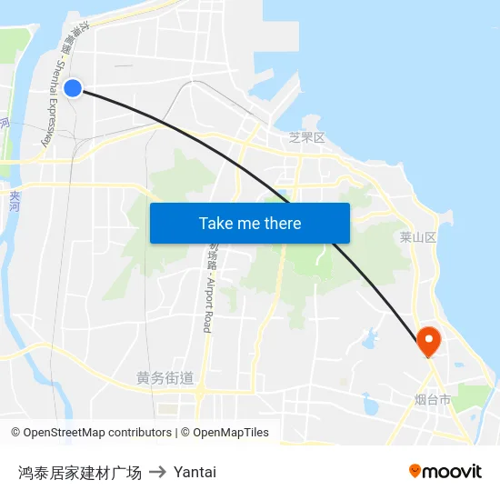 鸿泰居家建材广场 to Yantai map