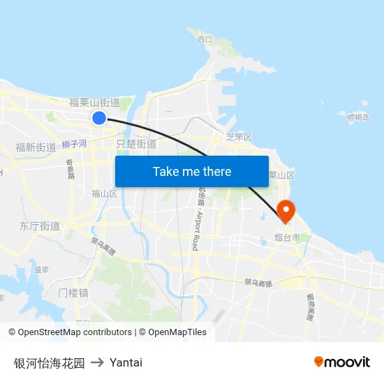 Yinhe Yihai Garden to Yantai map