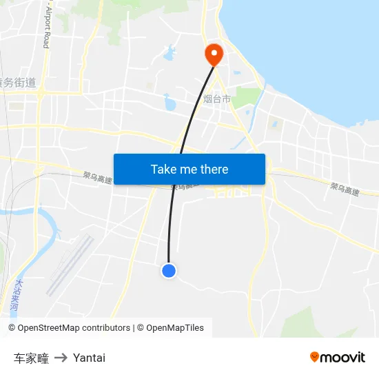 Chejia Village to Yantai map
