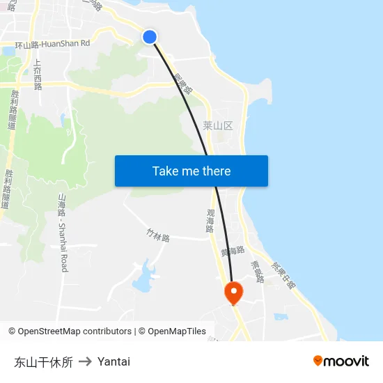 Dongshan Rest House to Yantai map