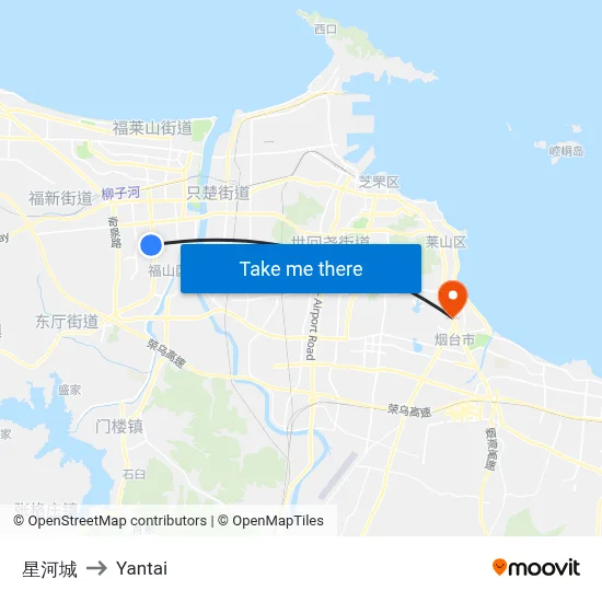 Xinghe City to Yantai map