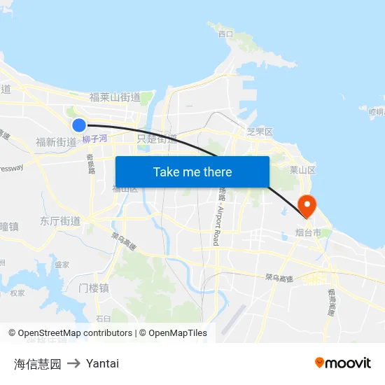 Hisense Huiyuan to Yantai map