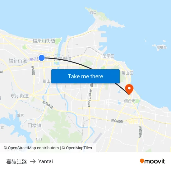嘉陵江路 to Yantai map