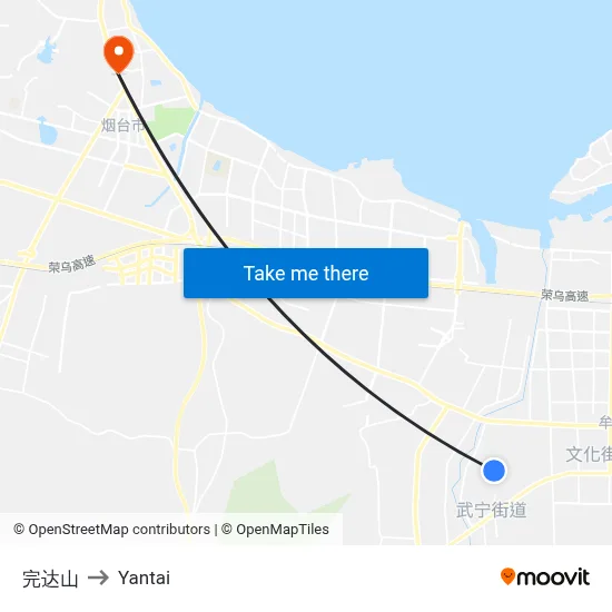 Wandashan to Yantai map