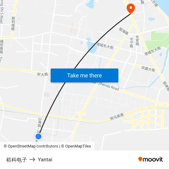 Yuke Electronics to Yantai map