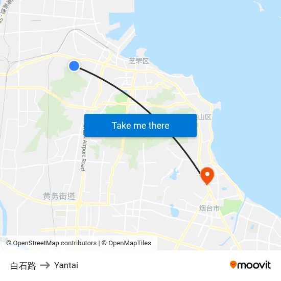 Baishi Road to Yantai map