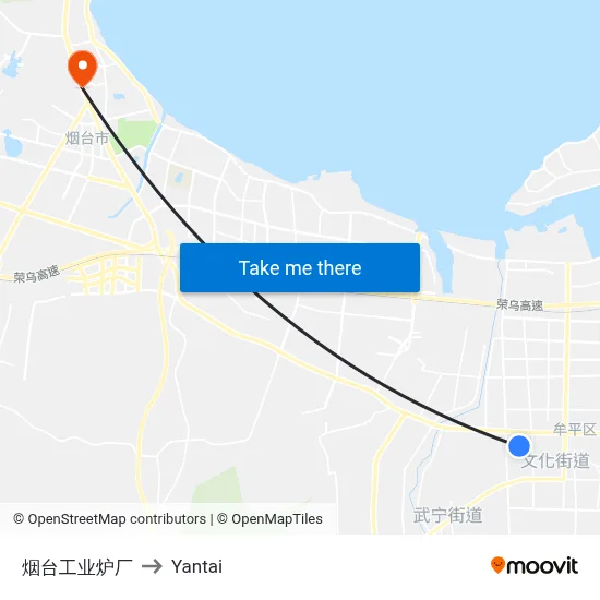 Yantai Industrial Furnace Factory to Yantai map