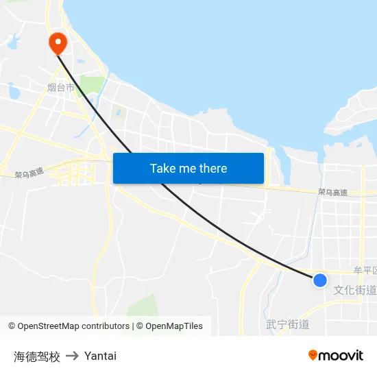 Haide Driving School to Yantai map