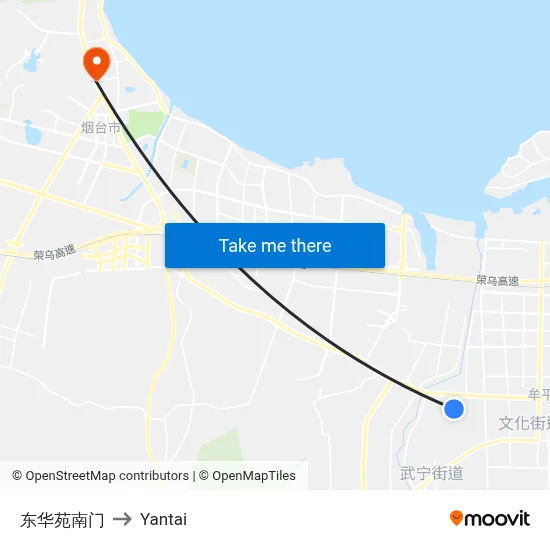 Donghua Garden South Gate to Yantai map