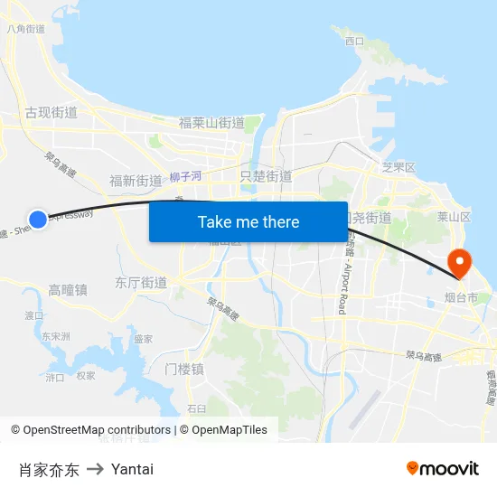 Xiao Family Valley East to Yantai map