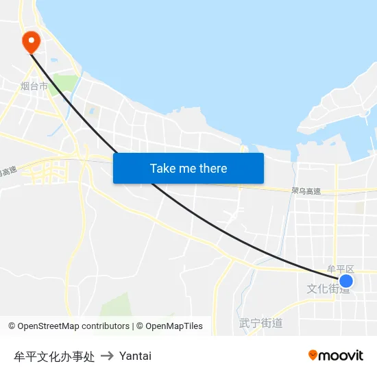 Muping Cultural Office to Yantai map