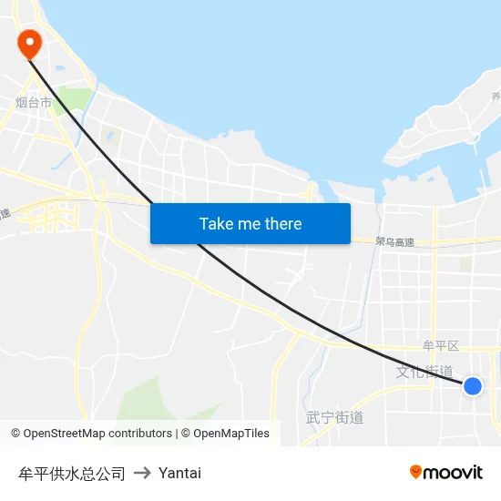 Muping Water Supply Company to Yantai map