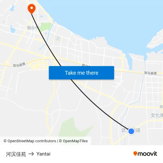 Riverside Jiayuan to Yantai map