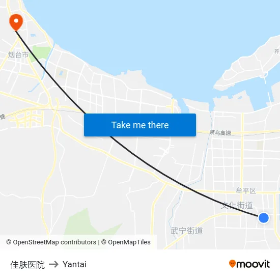 Jiafu Hospital to Yantai map